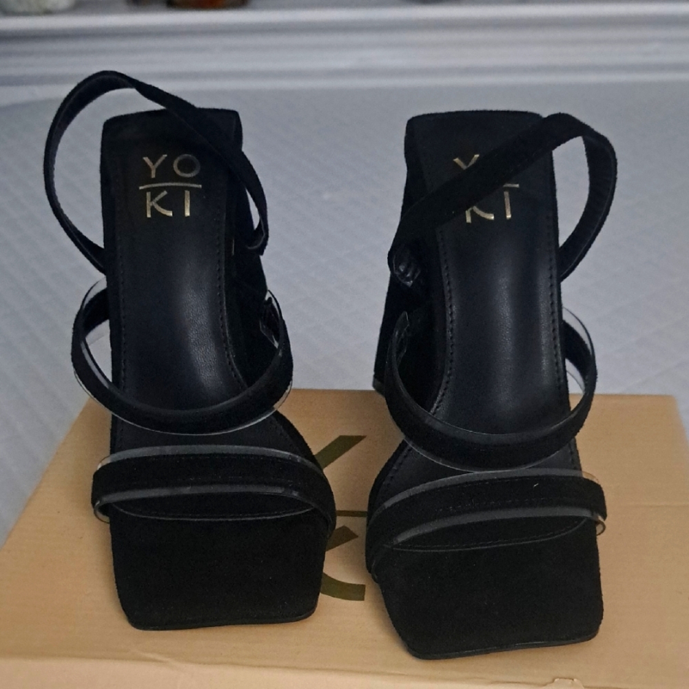 Yoki Black Miller Strappy Heels